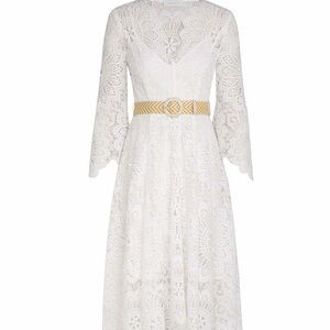 Zimmermann White Lace Dress with Tan Belt size 0